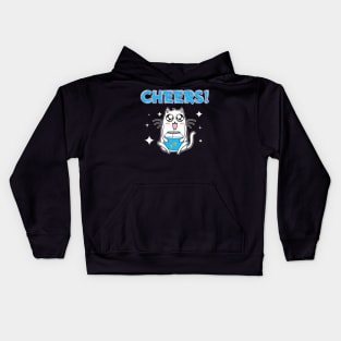 Cute Cheers Cat Drinking Fishbowl Beer Drinker Kids Hoodie